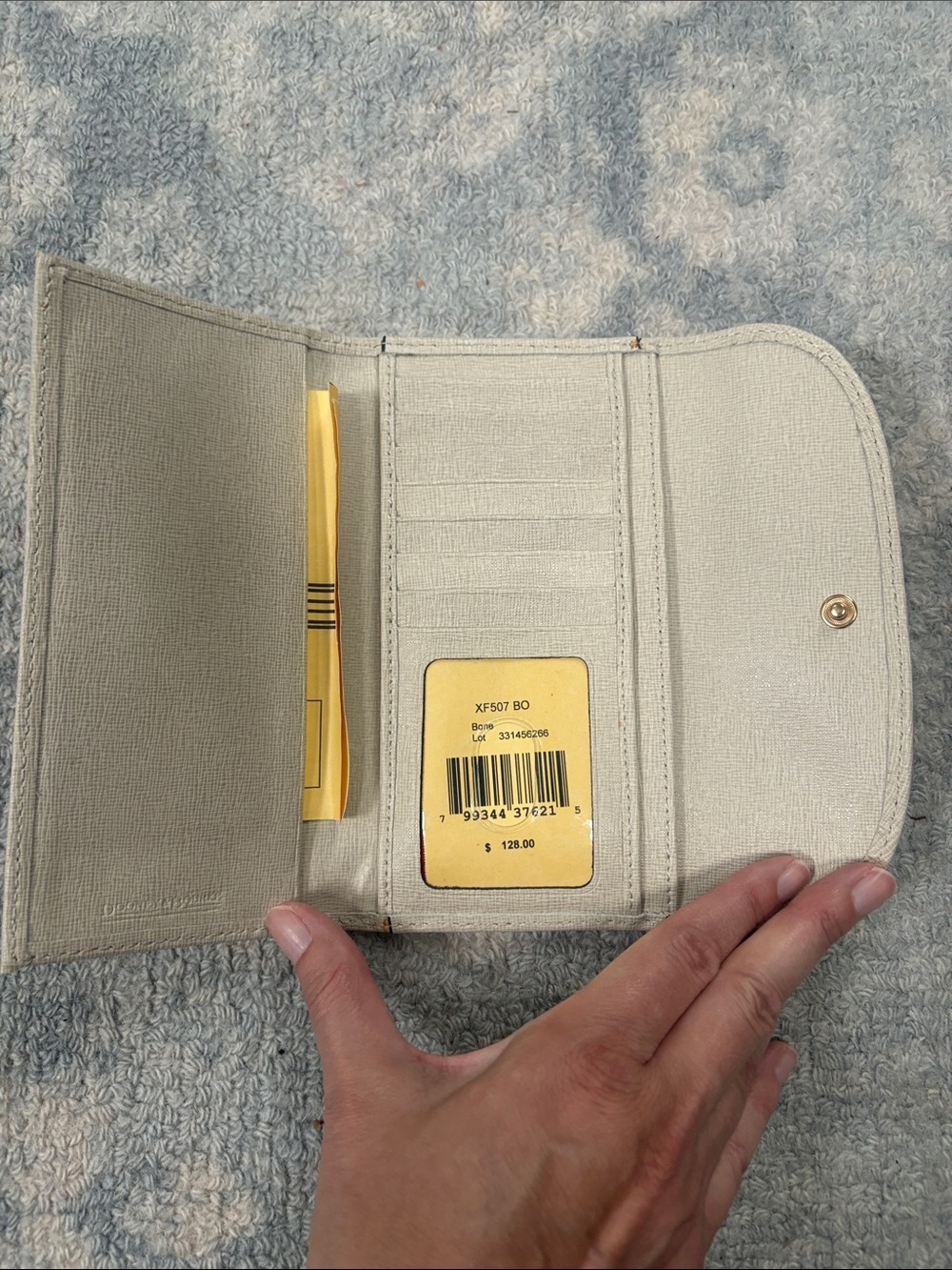 Dooney & Bourke Cream Textured Continental Wallet with Gold Plaque - Picture 3 of 4